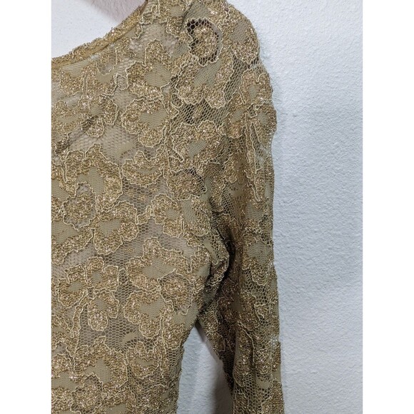 Vintage Y2K Lace Top Gold Mesh Boho Fairy Cyber Glam Romantic Ethereal Goddess - Picture 12 of 14